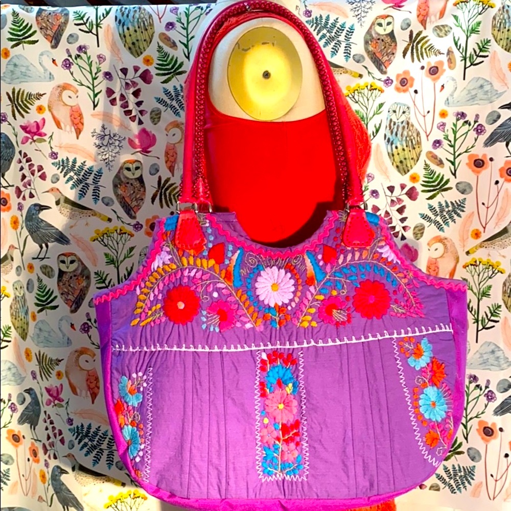 Boho chic shoulder bag made from upcycled materials